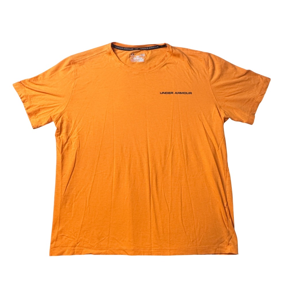 Under Armour T-Shirt‎ Mens L Orange HeatGear Loose Fit Short Sleeve Athletic